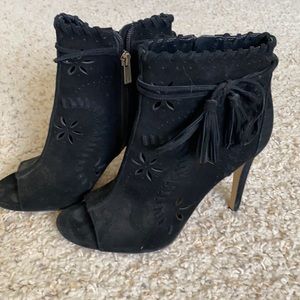Black Ivanka Trump open toe boots